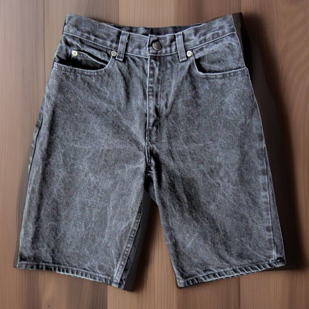 Canon River Blues Sears Y2K Girls Black Acid Wash Denim Shorts 14 Slim Retro